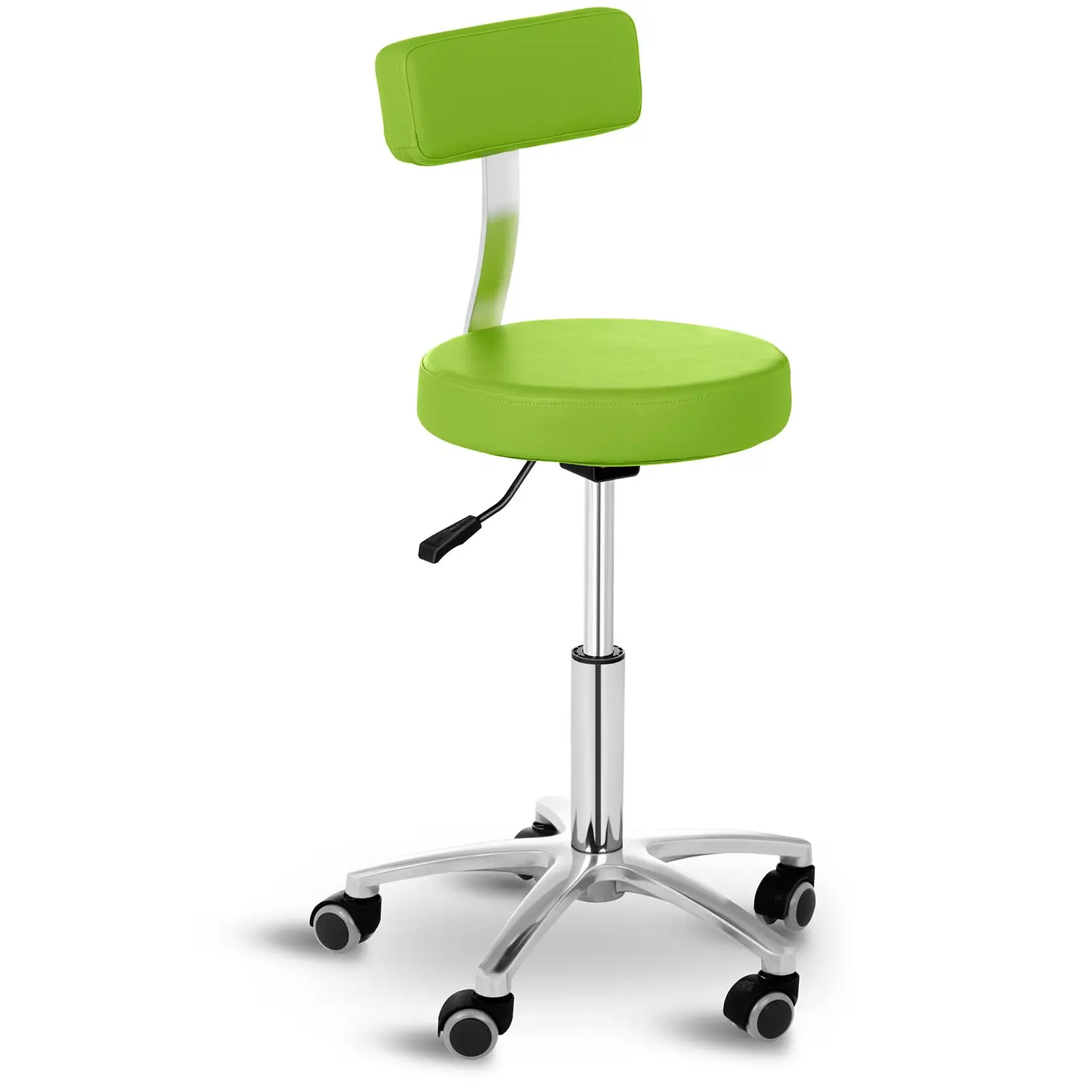 Gurulós szék háttámlával - 445- 580 mm - 150 kg - Zöld