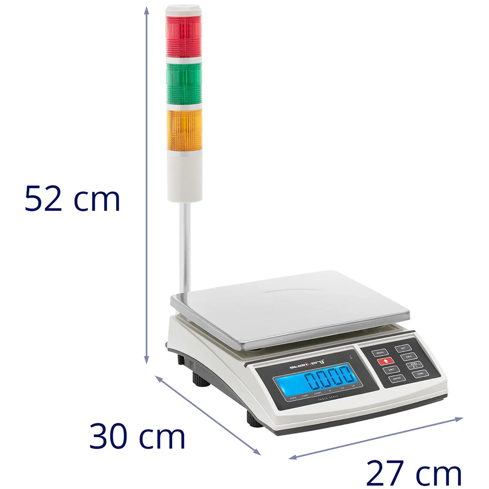 Asztali mérleg - 3 kg / 1 g - 210 x 270 mm - jelzőfény - LCD