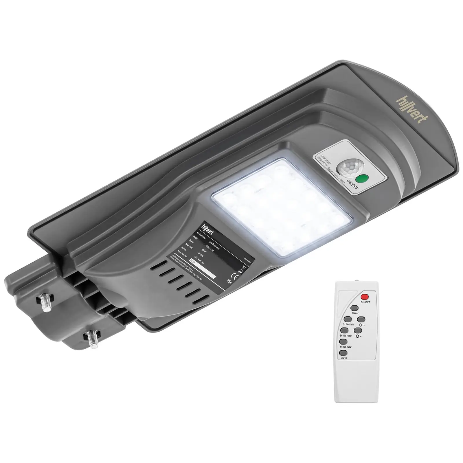 Napelemes kültéri lámpa - mozgásérzékelő - 100 W - 6000–6500 K - 14–16 óra - IP54