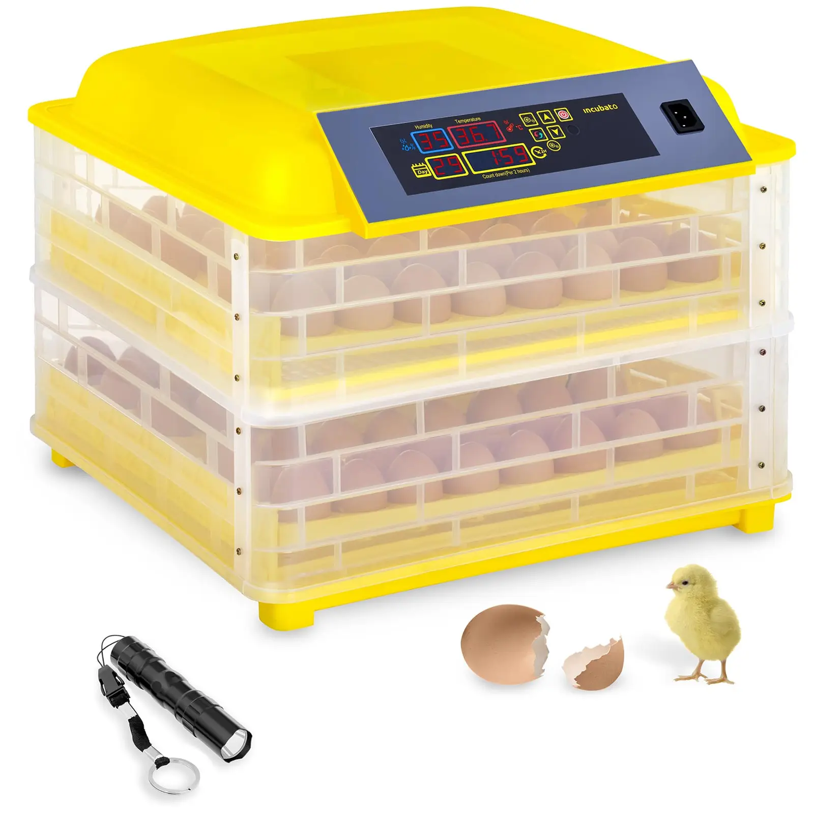 Tojás inkubátor - 96 tojás - lámpával és vízadagolóval - teljesen automatikus