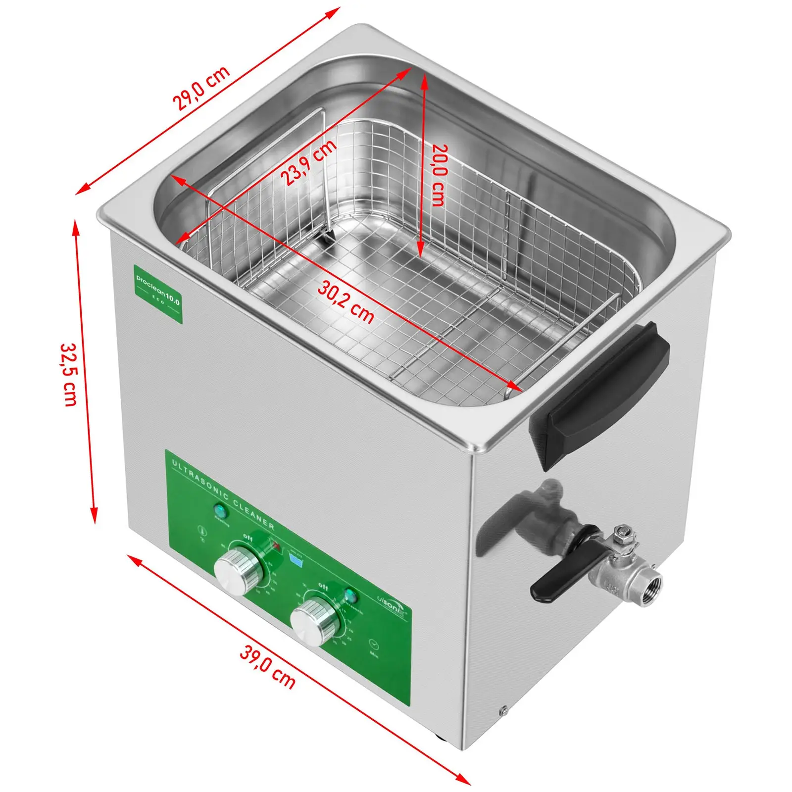 Ultrahangso tisztító - 10 liter - 180 W - Eco