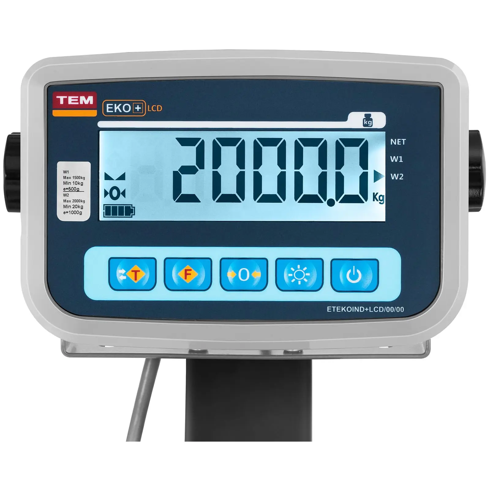 Platform mérleg - hitelesítve - 500 g (0–1500 kg) / 1 kg (1500–2000 kg) - 1500 x 1500 mm - görgőkkel