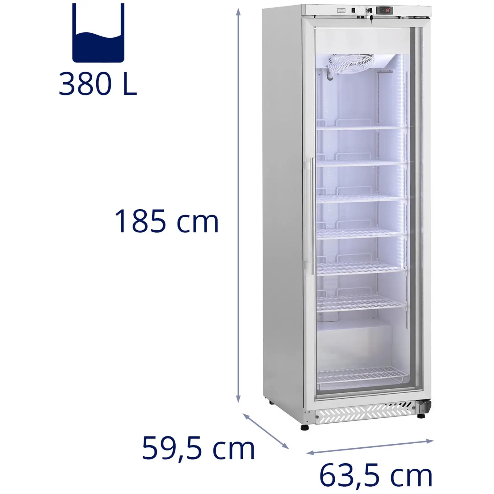 Fagyasztószekrény - 380 l - Royal Catering - üvegajtó - ezüst - hűtőközeg R290