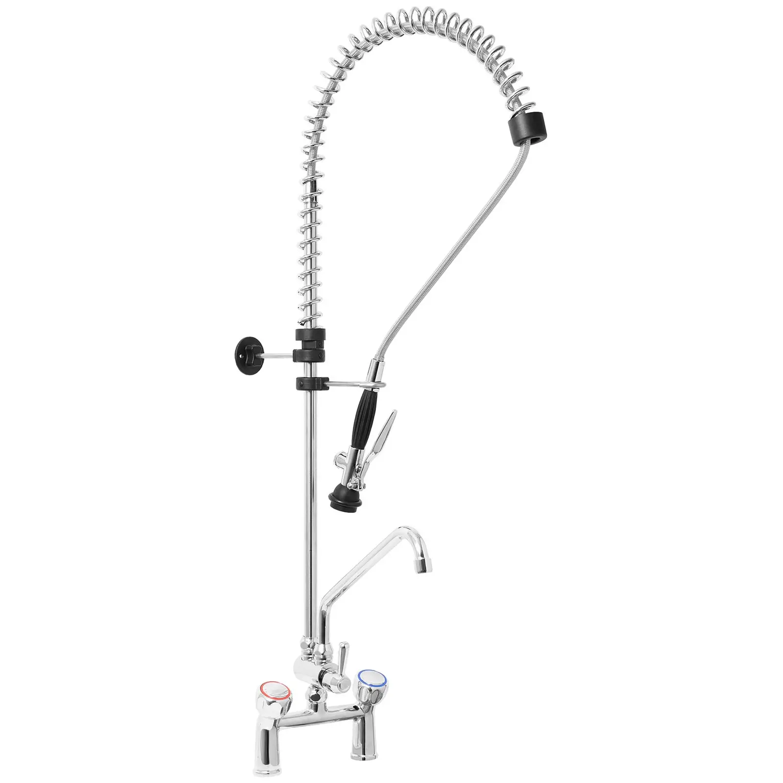 Kétfuratos mosogató csaptelep zuhanyfejjel - víztömlő 1000 mm - vízcsap 250 mm - karok