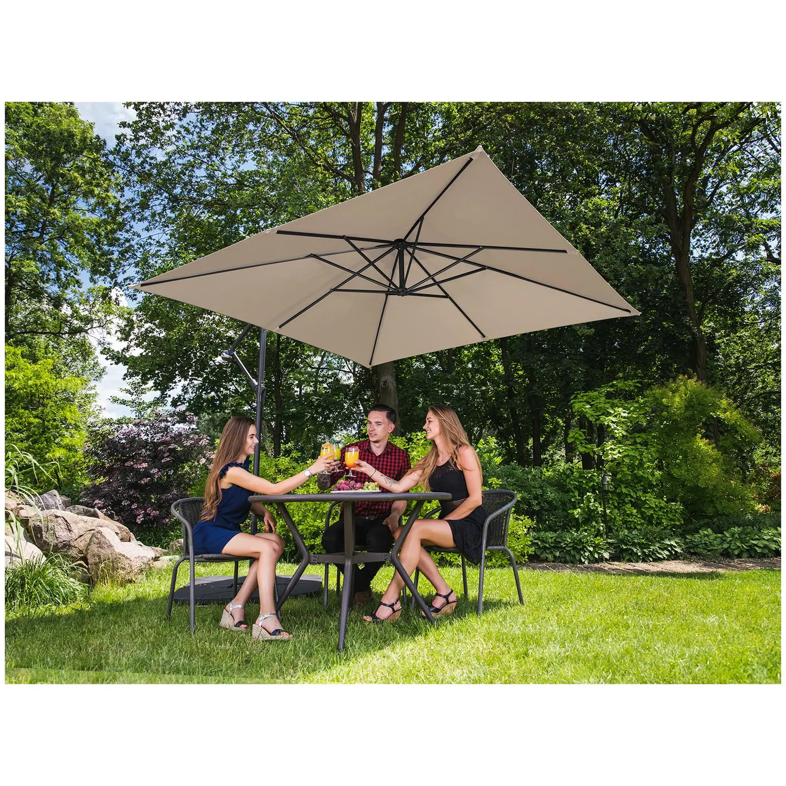 Lámpa formájú napernyő - Cream - négyszögletes -  250 x 250 cm - dönthető