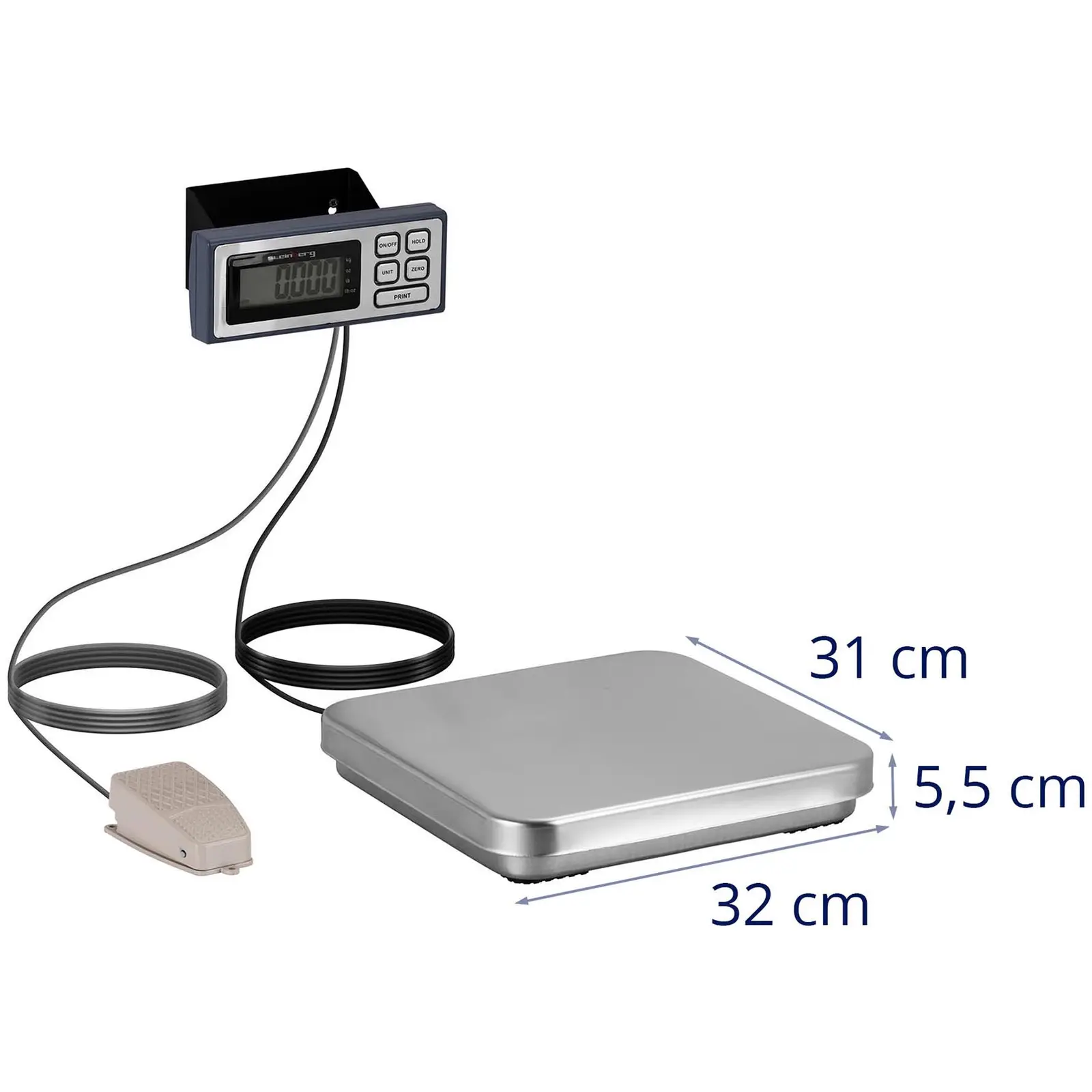 Digitális konyhai mérleg - lábpedál - 5 kg / 1 g - 320 x 310 mm - LCD