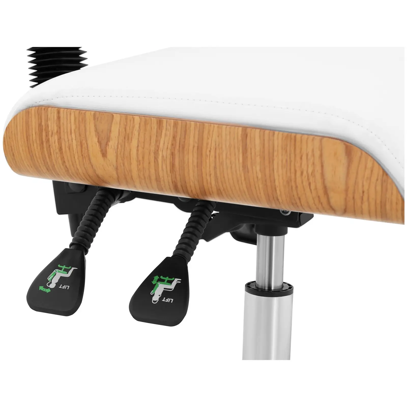 B-termék Gurulós szék háttámlával - 575 -775 mm - 160 kg - Természetes fa, Fehér