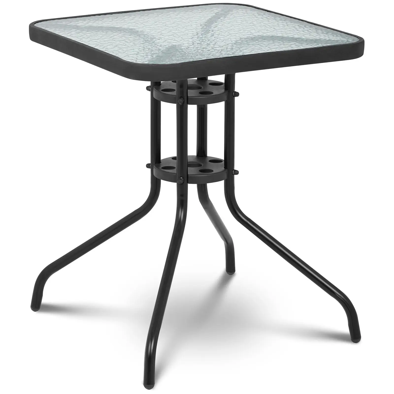 Kerti asztal - 60 x 60 cm - üveglap - fekete
