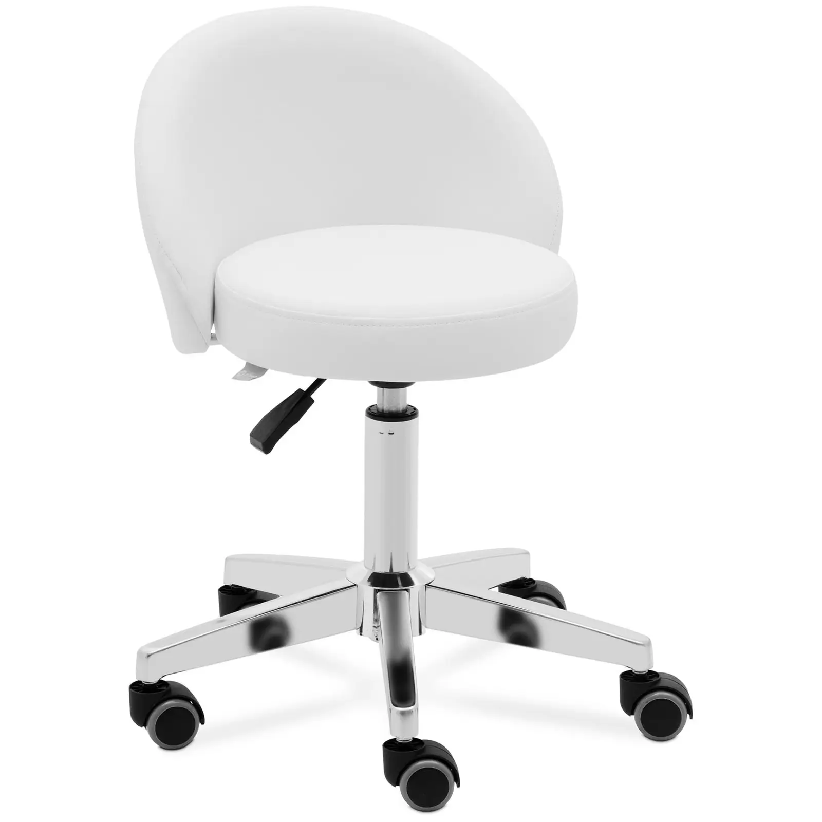Gurulós szék háttámlával - 43–57 cm - 150 kg - fehér