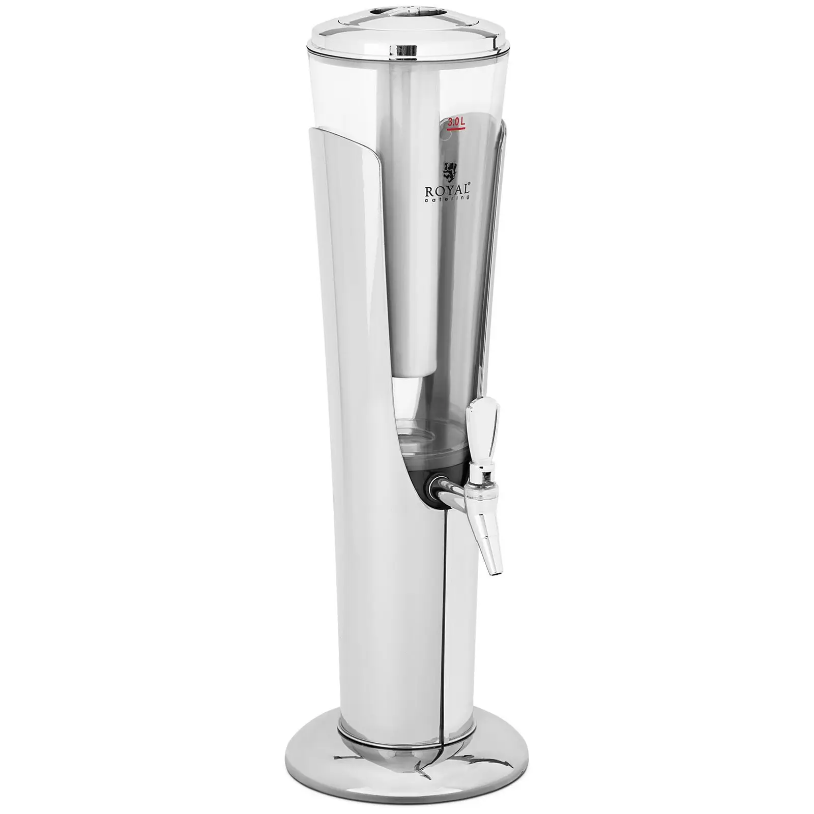 Gyümölcslé adagoló - 3 L - hűtőrendszer - 198 mm-es poharakhoz - LED világítással - ezüst - Royal Catering