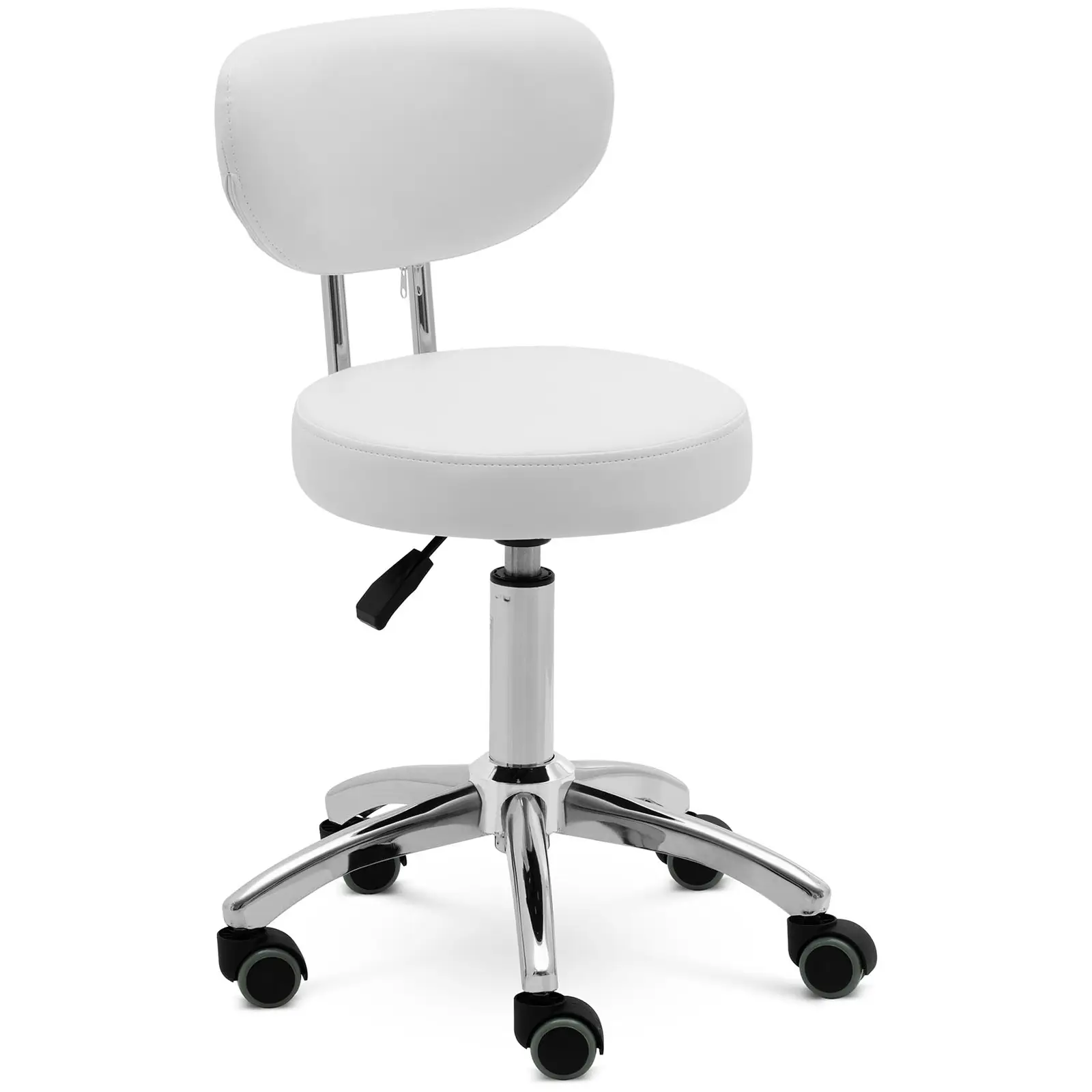Gurulós szék háttámlával - 46–60 cm - 150 kg - fehér