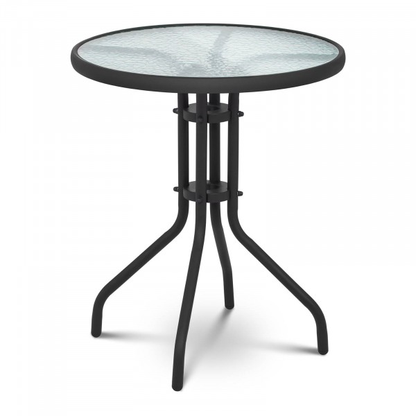 B-termék Kerti asztal kerek - Ø 60 cm - üveglap - fekete