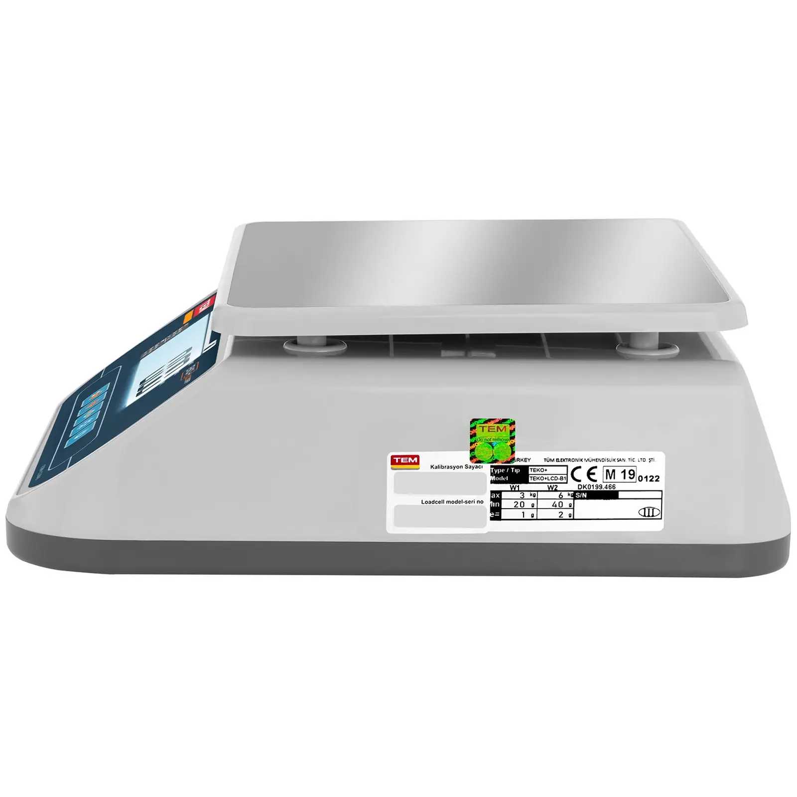 Asztali mérleg - hitelesített - 6 kg/2 g - Dual LCD