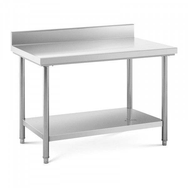 B-termék Rozsdamentes acél asztal - 120 x 70 cm - karima - 143 kg-os teherbírás