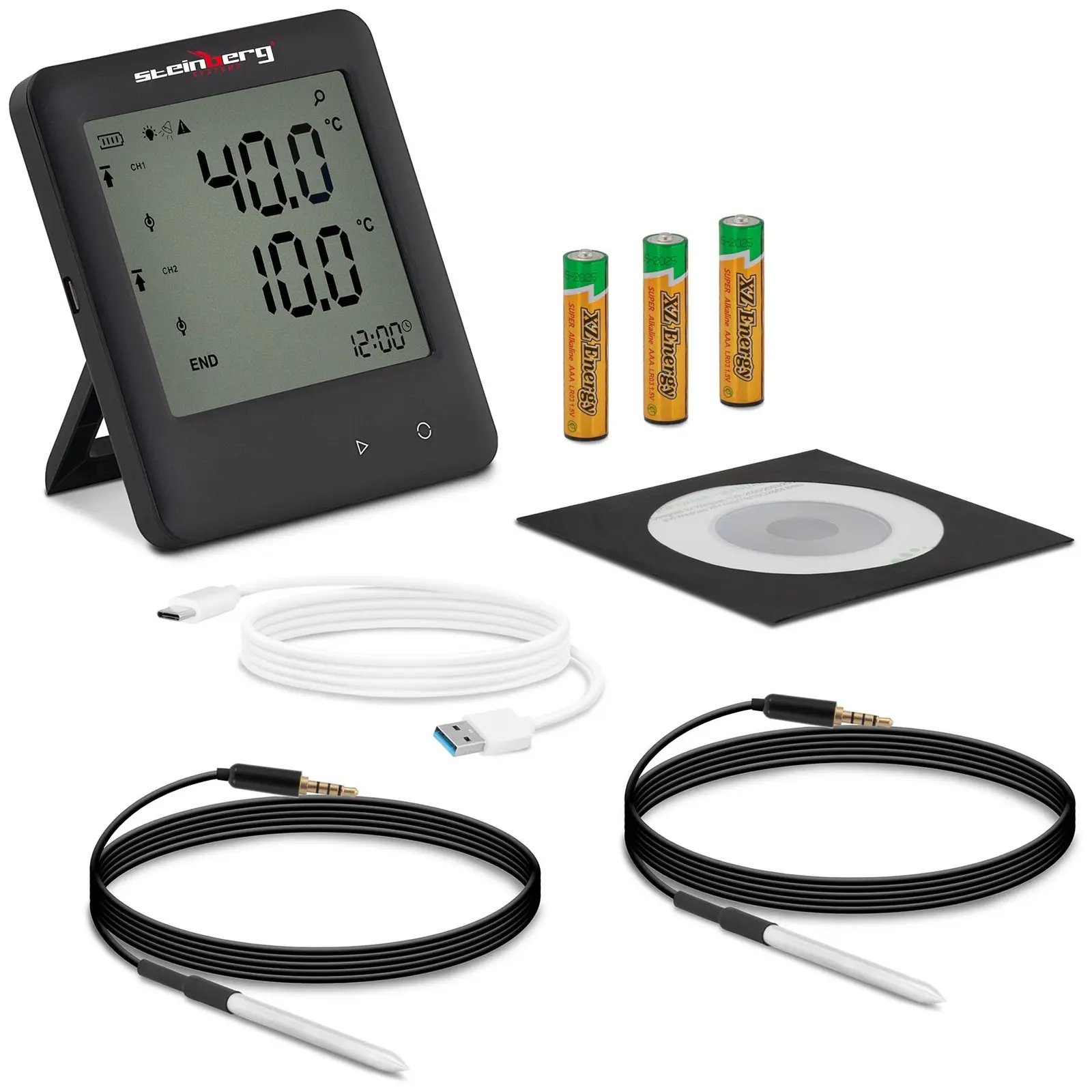 Hőmérséklet adatgyűjtő - LCD - -40 - +125 ° C - 2 külső érzékelő | Steinberg Systems