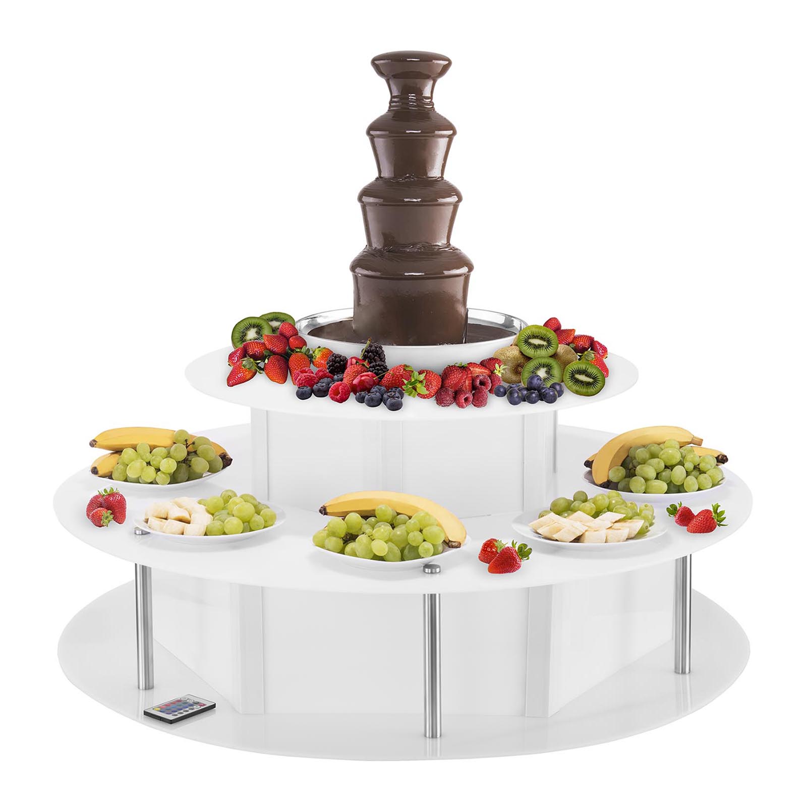 Csokoládé szökőkút készlet - 4 emeletes - 6 kg - világító asztallal
