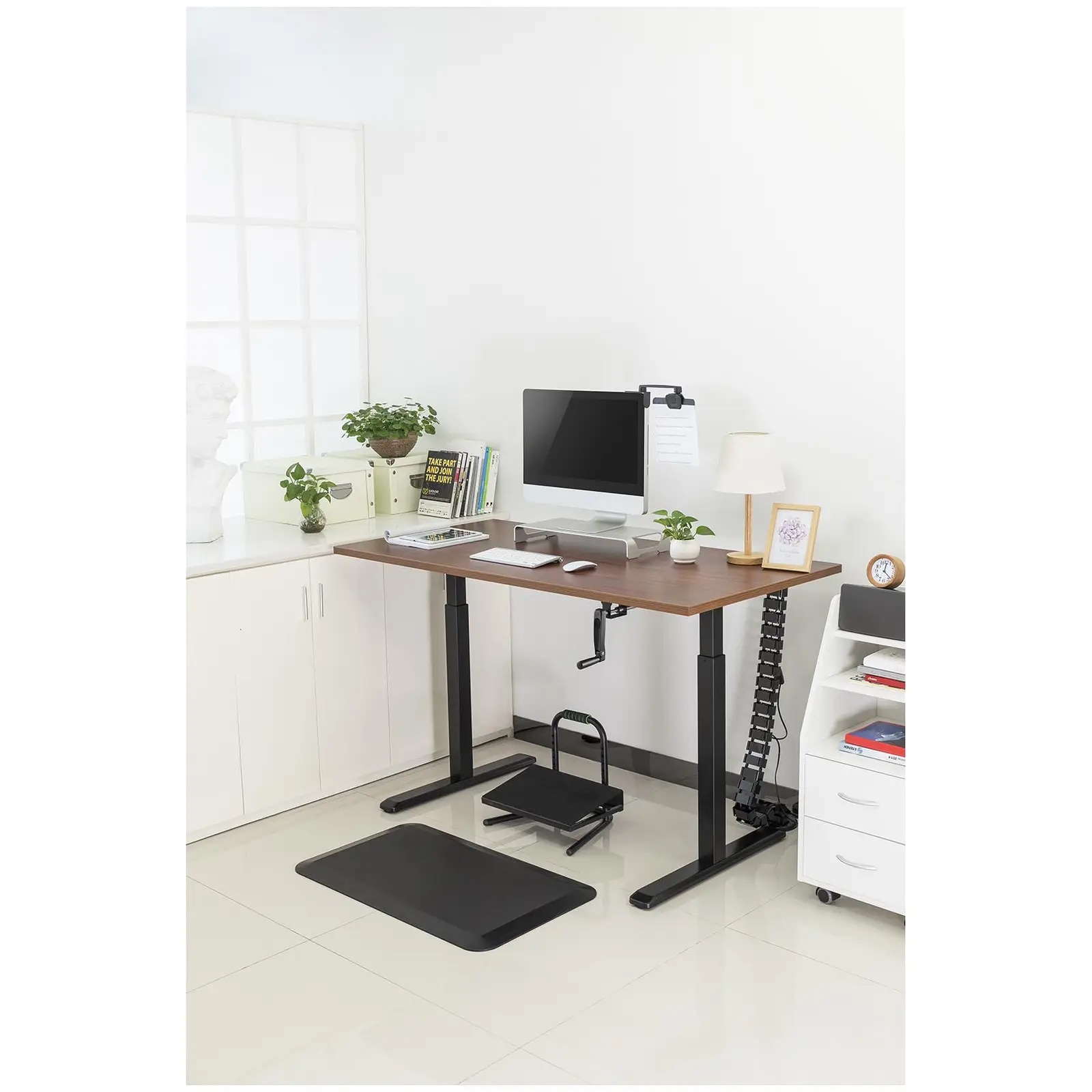 Állítható magasságú asztal keret - manuális - 70 kg - fekete