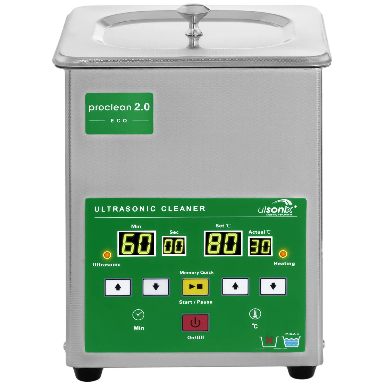 Ultrahangos tisztító - 2 liter - 60 W - Gyors memória Eco