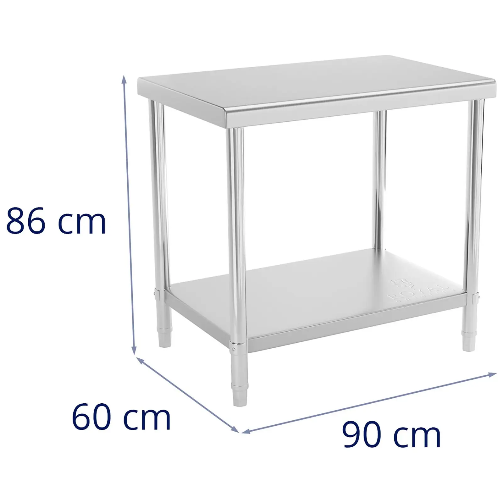 Rozsdamentes acél asztal - 90 x 60 cm - 210 kg terhelhetőség