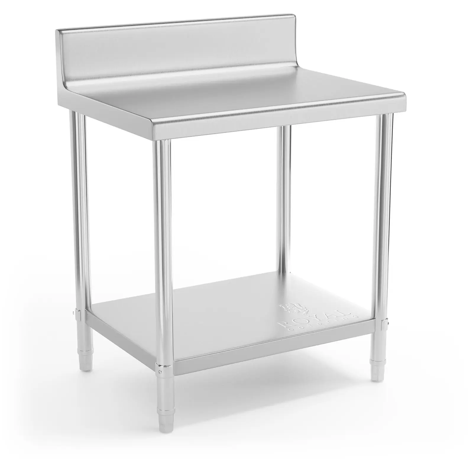 Rozsdamentes acél asztal - 80 x 60 cm - karimával- 190 kg terhelhetőség