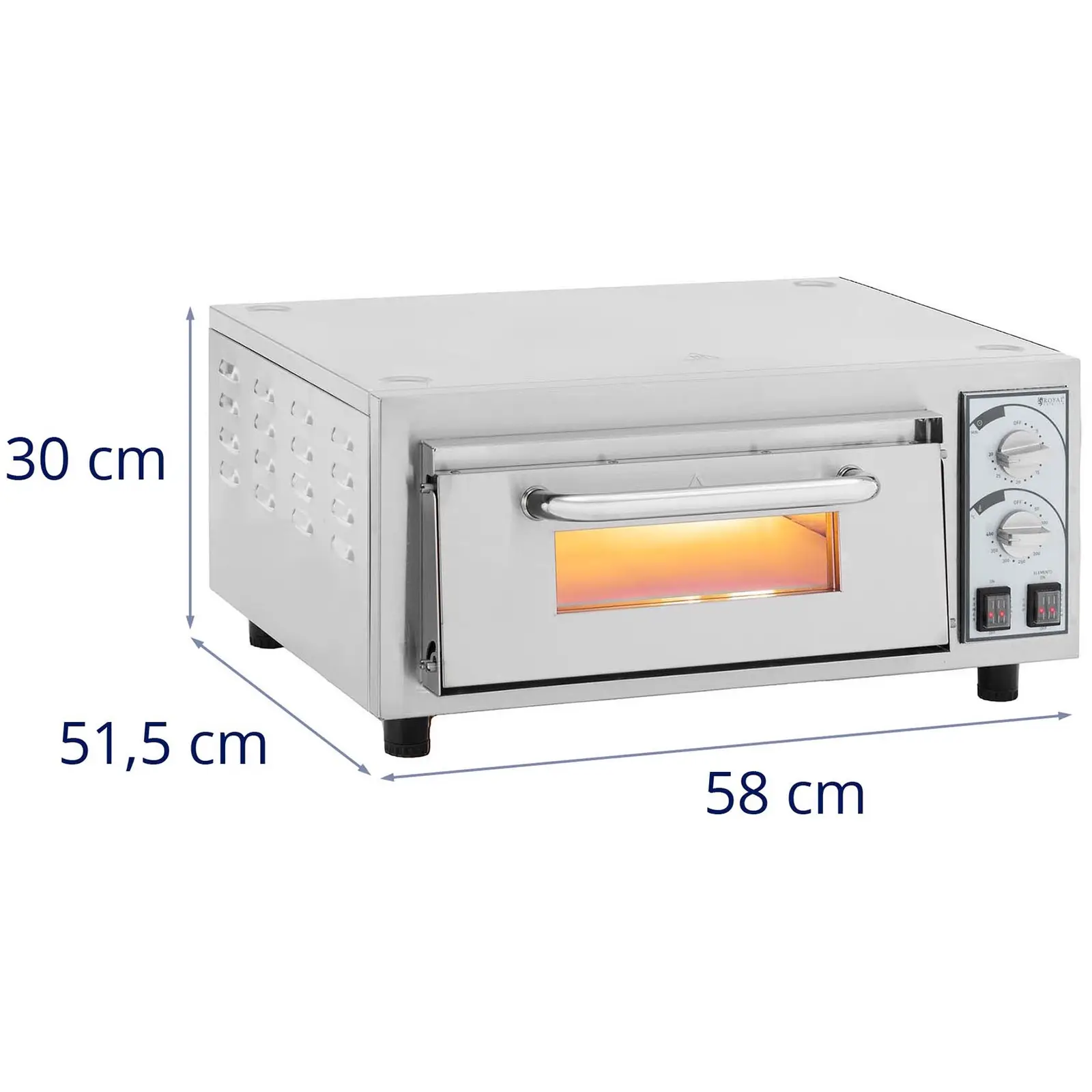 Pizzasütő kemence - 1 kamra - 2200 W - Ø 35 cm - tűzálló kő - Royal Catering