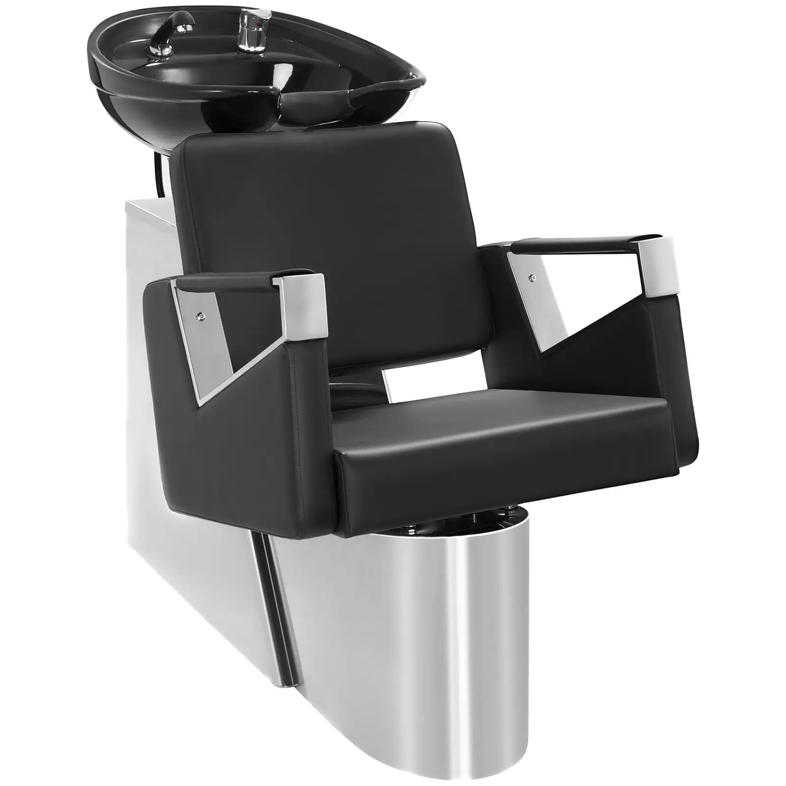 Fodrász fejmosó fotellel - 600x505 mm - Black - rozsdamentes acél alap 