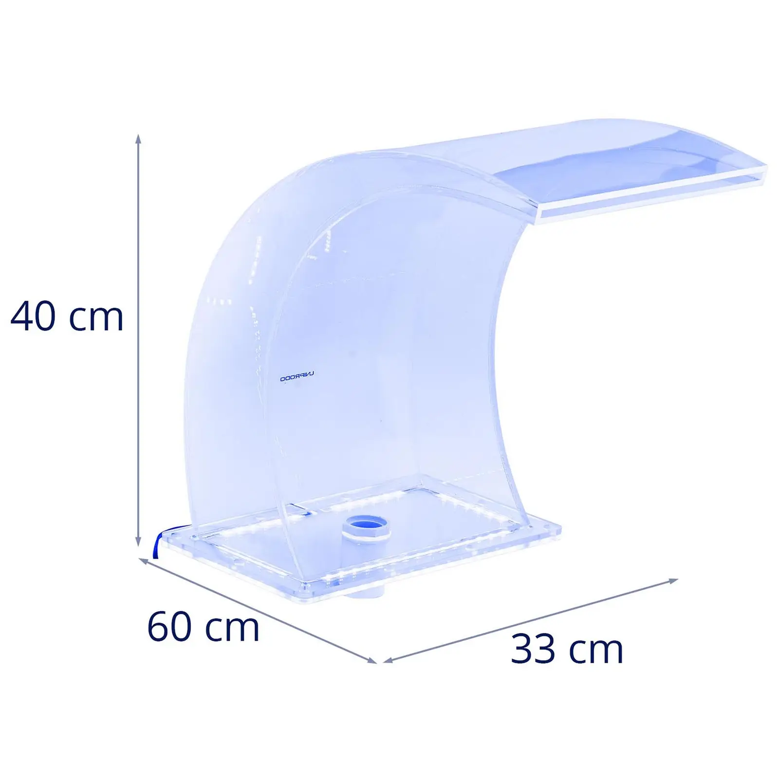 Medence szökőkút - 33 cm - LED világítás - kék/fehér - 303 mm-es vízkivezető nyílás