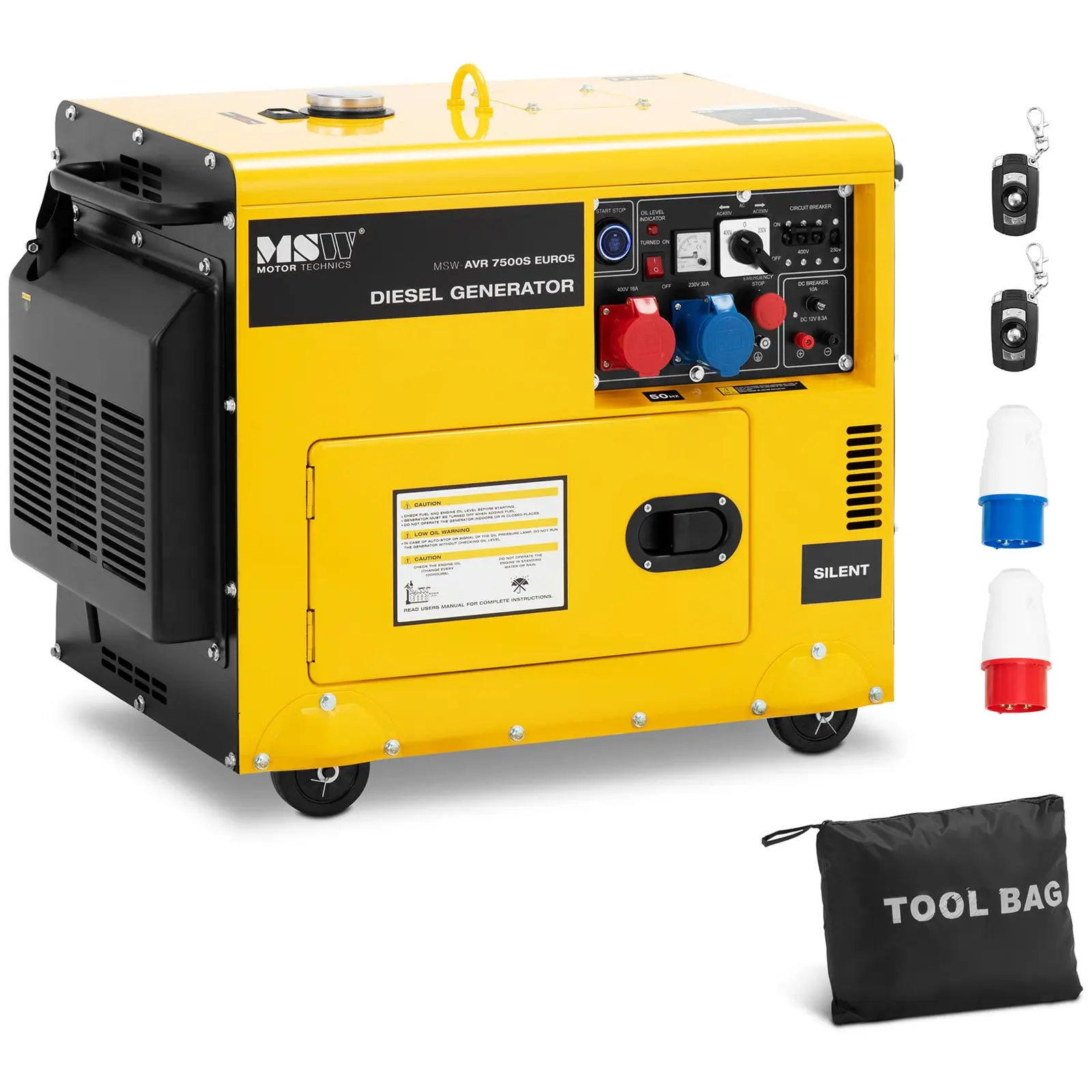 Aggregátor - 6370 / 7500 W - 16 l - 230/400 V - mobil - AVR - Euro 5 | MSW
