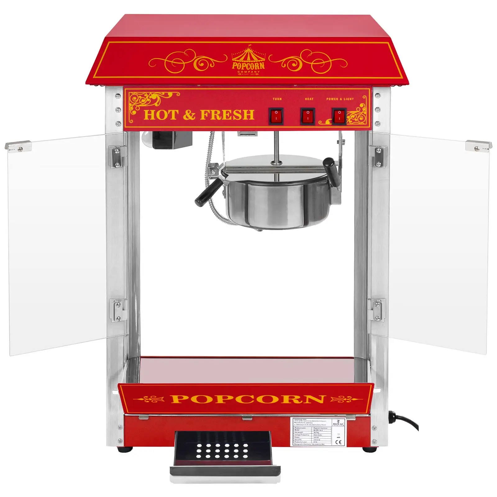 Popcorn gép - retro design - piros